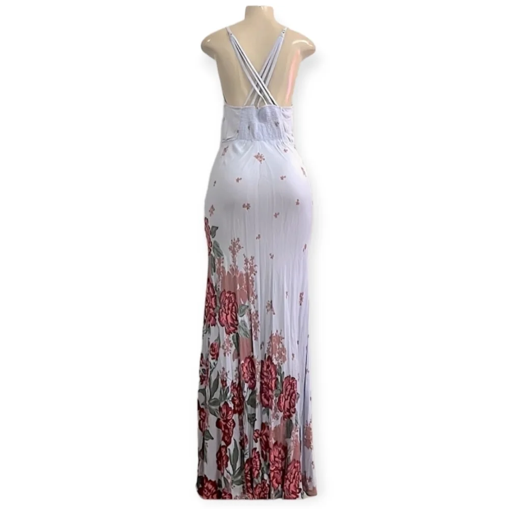Free People Get to You Printed Maxi Dress Hydrangea Combo - Picture 4 of 7